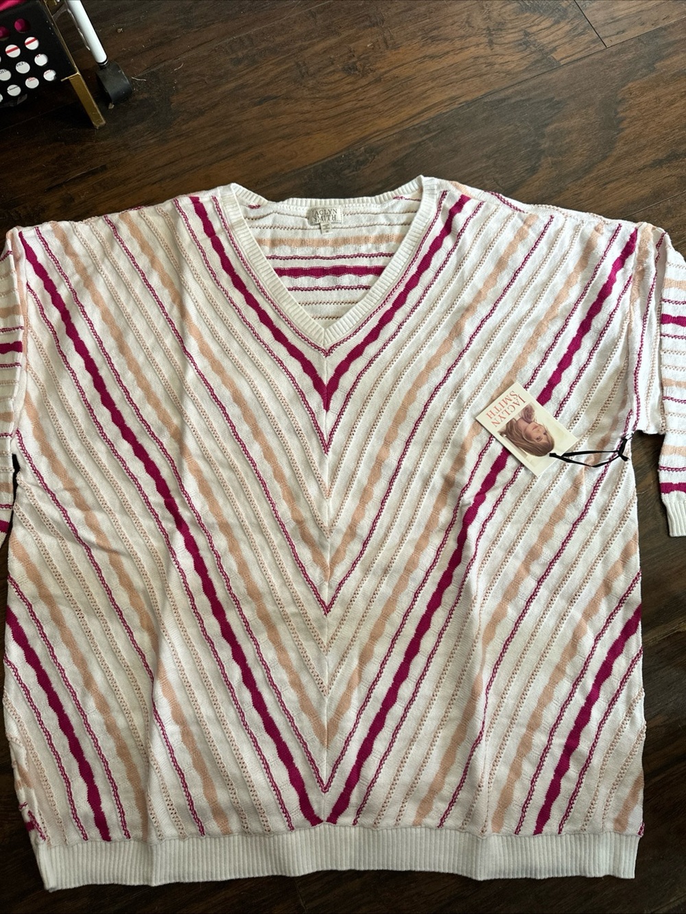 jaclyn smith Chevron textured stripe sweater in sustainable cotton Size 1X <404>